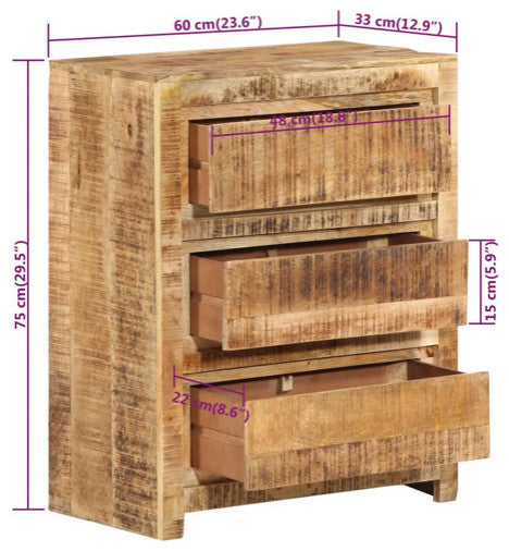 vidaXL Drawer Cabinet Chest of Drawers Sideboard Storage Solid Wood Mango