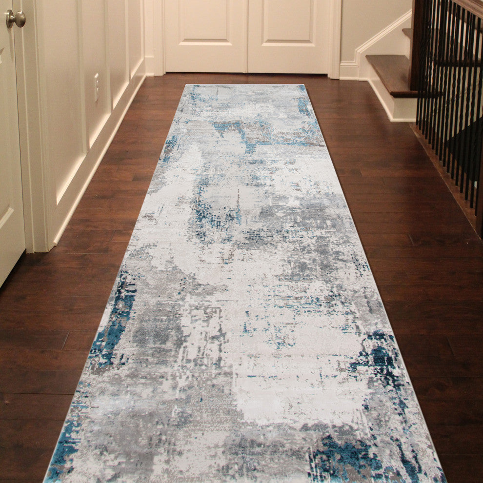 Venice Dacono Runner, Gray, 3' x 9'10", Abstract