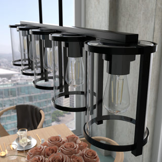 Astwood Matte Black With Clear Glass 5 Light Chandelier Ceiling