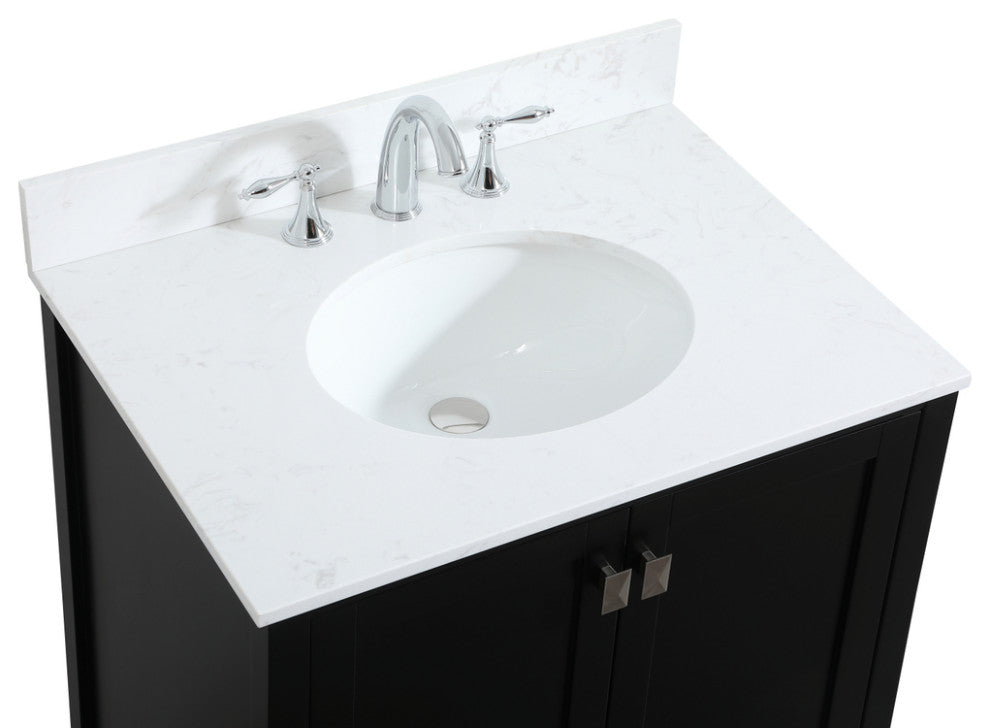 Iris Single Bathroom Vanity, Black, 30", With Backsplash