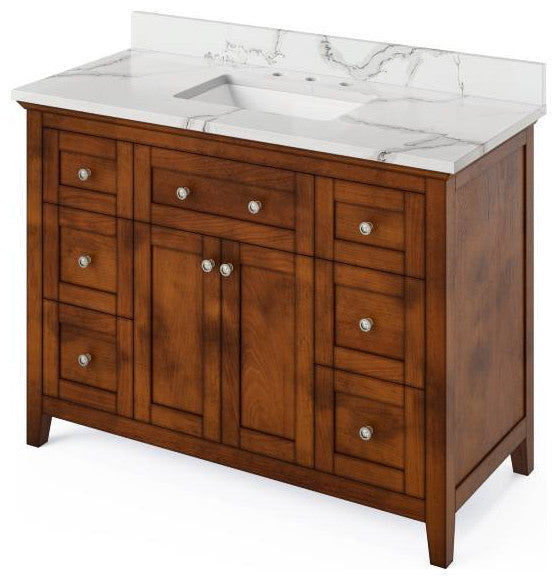 Chatham Traditional 48" Chocolate Single Undermount Sink Vanity With Quartz Top