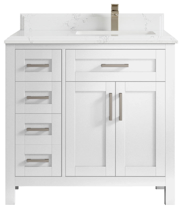 Cambridge 36 Right Offset Bath Vanity in White 1.5" Empira Quartz