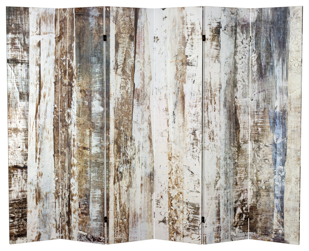 6' Tall Double Sided Winter Woods Canvas Room Divider