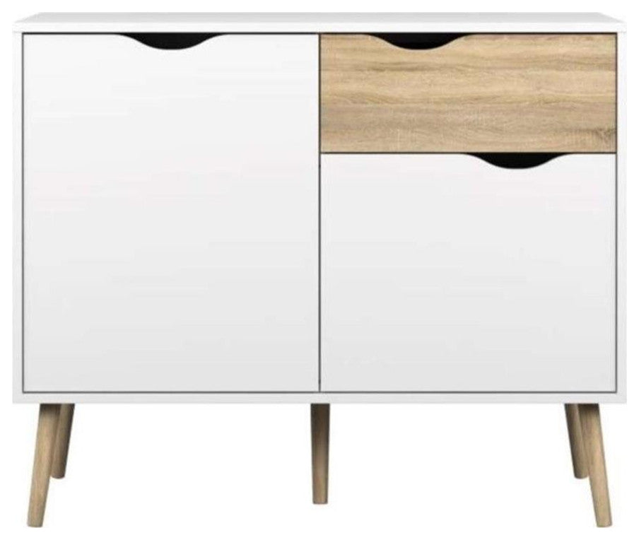 Tvilum Diana 2 Door Wood Sideboard with 1 Drawer in White Oak