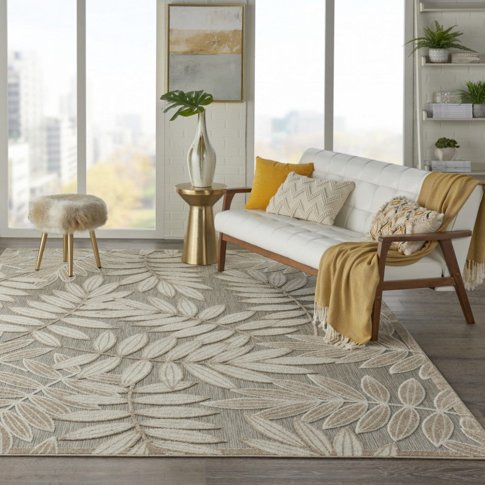 7 x 10 Natural Leaves Indoor Outdoor Area Rug
