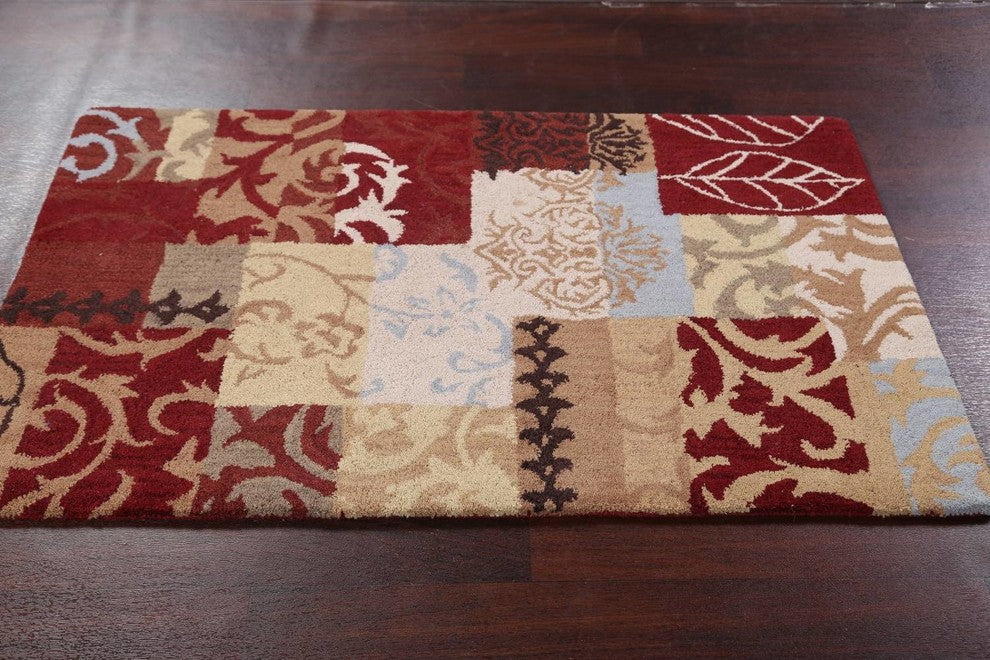 Oushak Hand Tufted Patchwork Oriental Area Rug, Multi, 3x5'