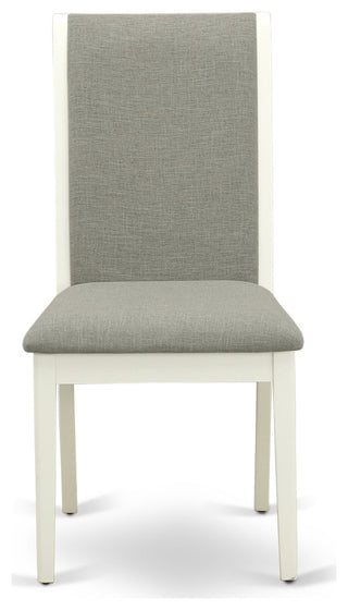 3Pc Wood Dining Set, Round Table, 2 Chairs, Shitake Chairs Seat, Linen White