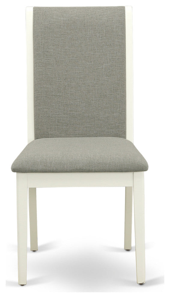 3Pc Wood Dining Set, Round Table, 2 Chairs, Shitake Chairs Seat, Linen White