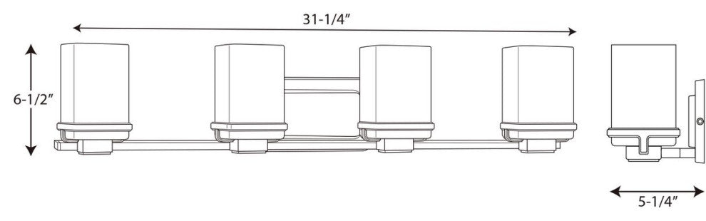 Progress Lighting P2196-09 Metric 4-Light Bath, Brushed Nickel, Brushed Nickel