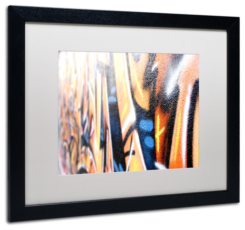 "Graffiti" Framed Art by Yale Gurney, Black, White, 20"x16"