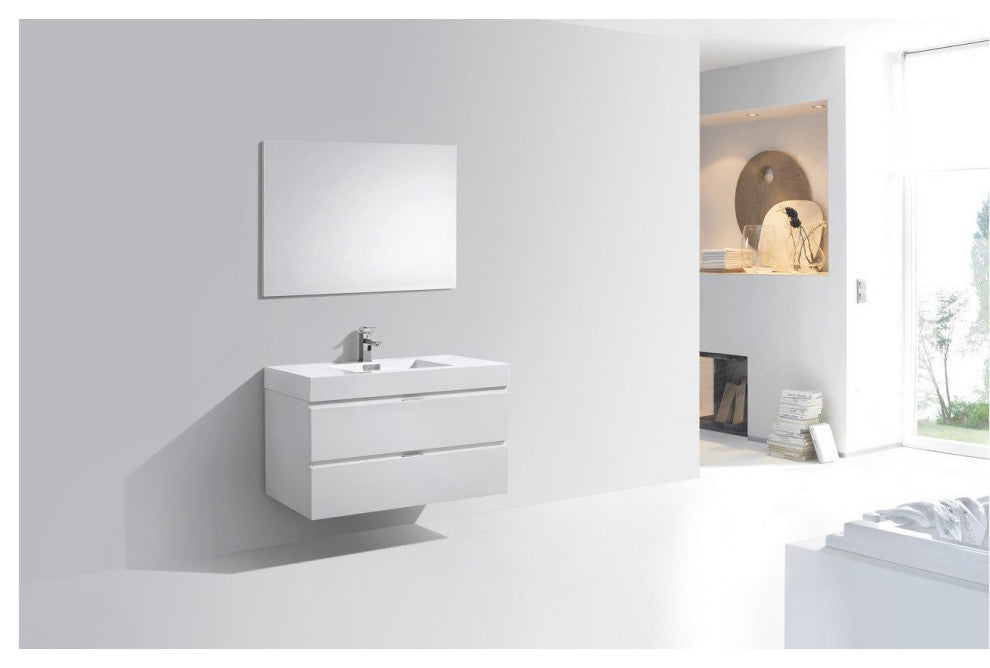 Bliss 40" High Gloss White Wall Mount Modern Bathroom Vanity
