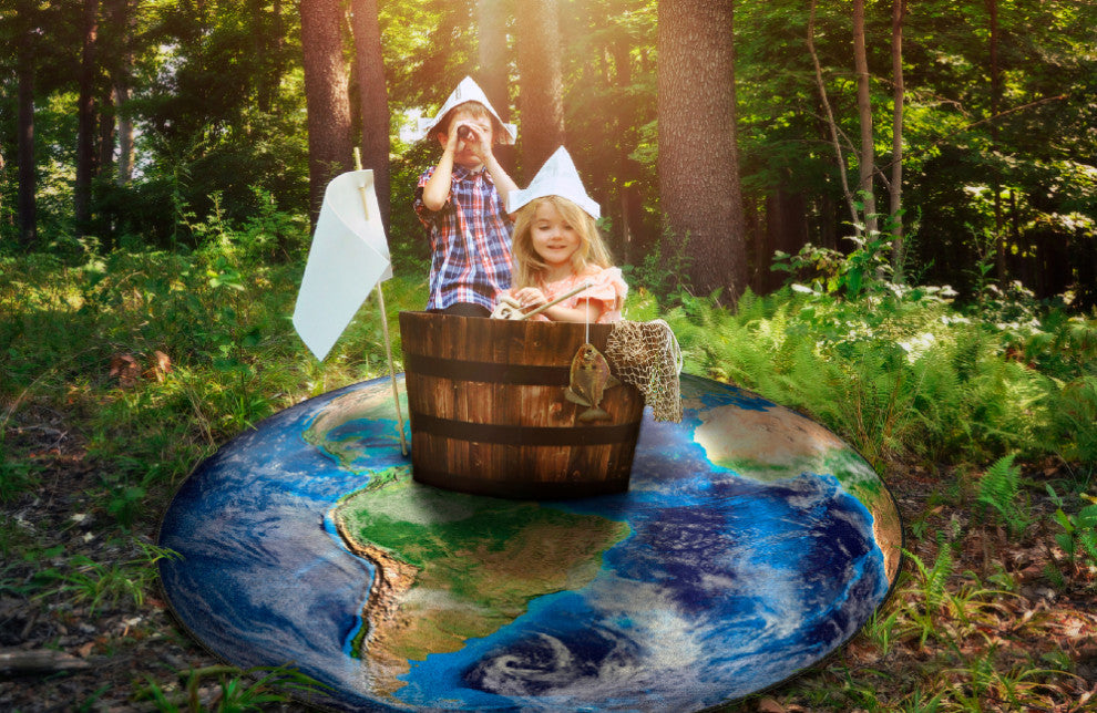 Flagship Carpets VA1001-27FS 6' Round All Round The World Educational Rug