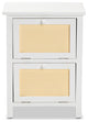 Lucero Mid-Century White Finished Wood and Rattan 2-Door Nightstand