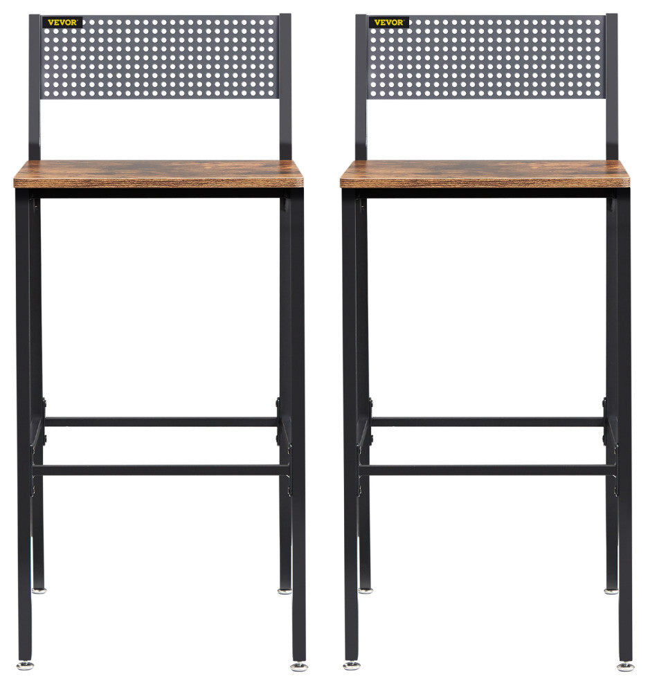 VEVOR Rustic Bar Stools Counter Height Square Bar Chairs with Backrest 29" 2 Set