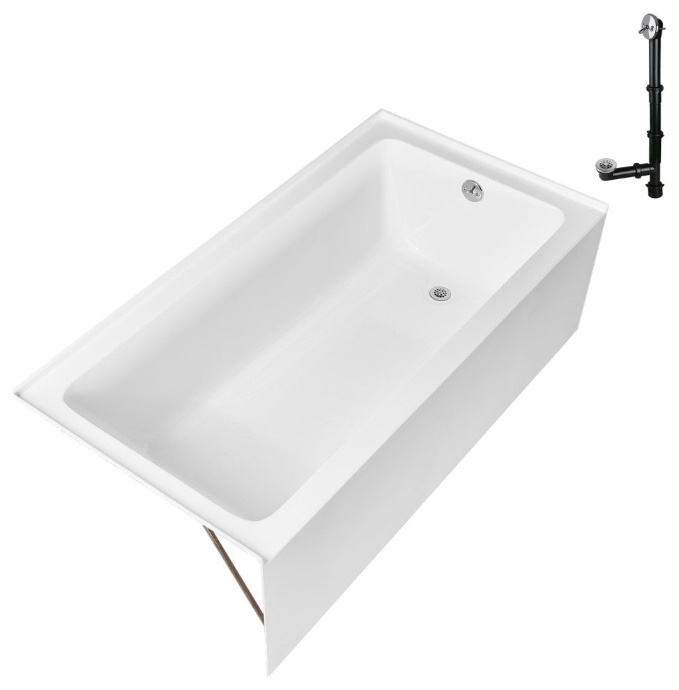 GA-306-14-CH 66"x32" Acrylic Alcove Bathtub, Polished Chrome Drain
