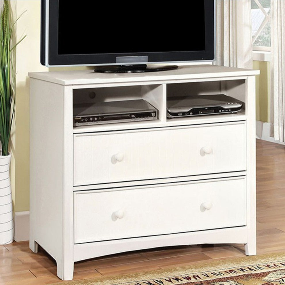 Benzara BM123562 Contemporary Style Wooden Media Chest, White