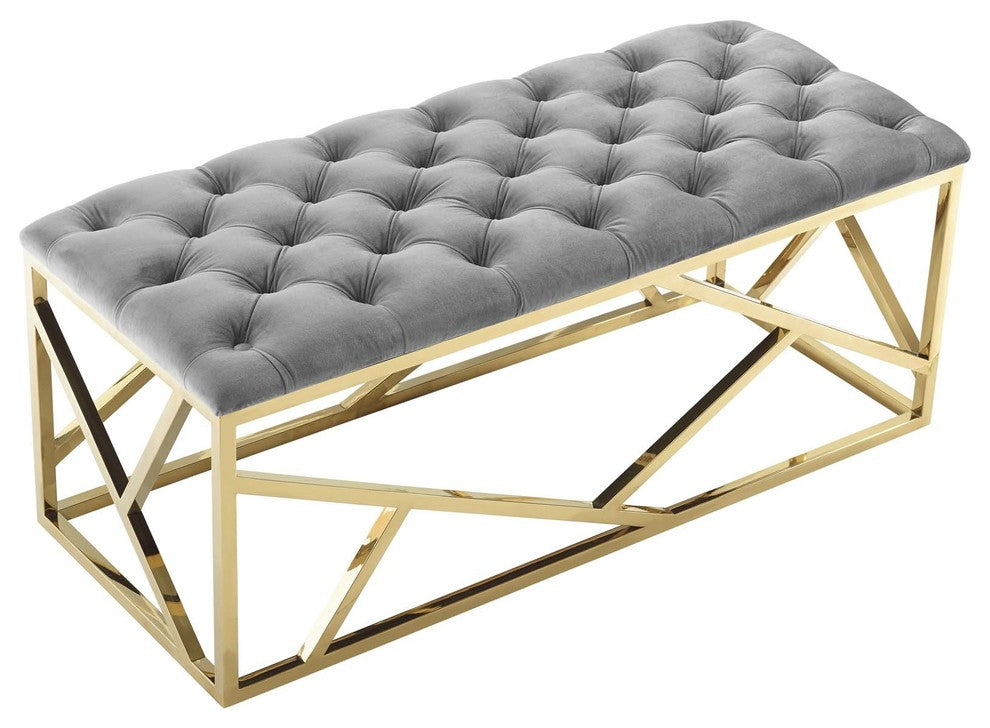 Modway Intersperse Bench, Gold Gray