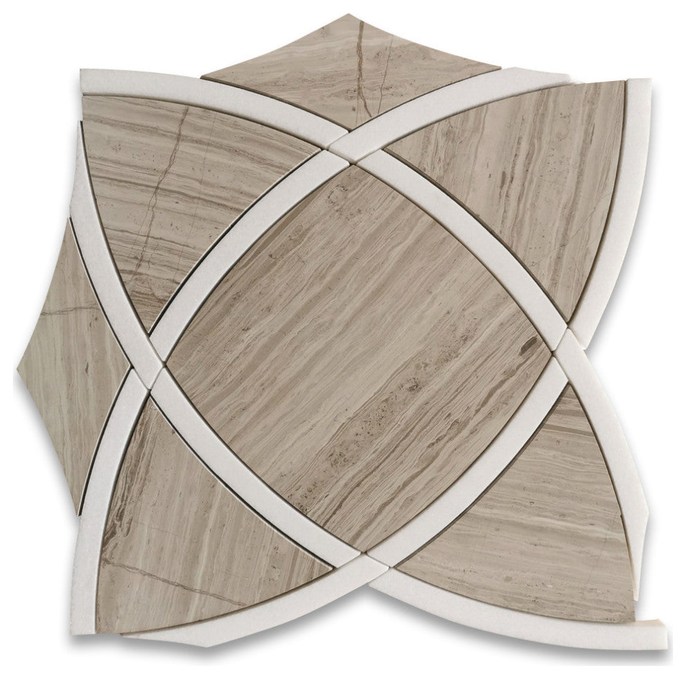 Athens Silver Cream Marble Celtic Waterjet Mosaic Tile Thassos White, 1 sheet