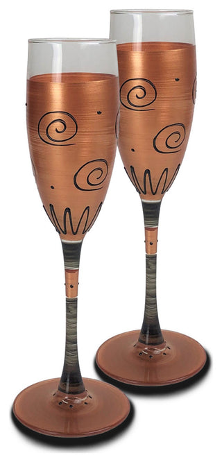 Gold Curl Champagne Glasses, Set of 2