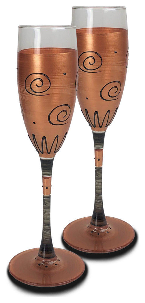 Gold Curl Champagne Glasses, Set of 2