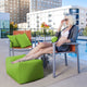 Leon Outdoor Patio Bean Bag Ottoman, Lime