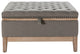 Upholstered Storage Cocktail Ottoman With Solid Wood Legs, Gray