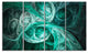 Mystic Turquoise Fractal, Abstract Wall Art Canvas, 48"x28", 4 Panels