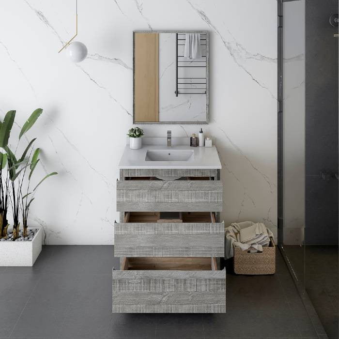 Fresca Formosa Modern 30" Ash Single Sink Vanity Set, Faucet Fft9151ch