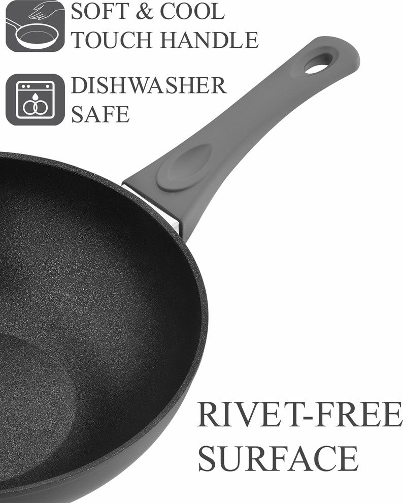 Saflon Titanium Nonstick 5-Piece Frying Pan Set, 4mm Forged Aluminum, PFOA-Free