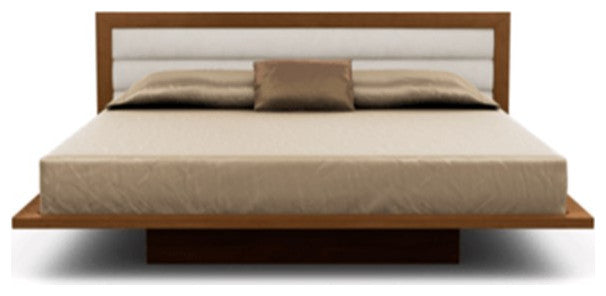 Moduluxe 29" Queen Bed With Upholstery, Saddle Cherry, Oyster Microsuede
