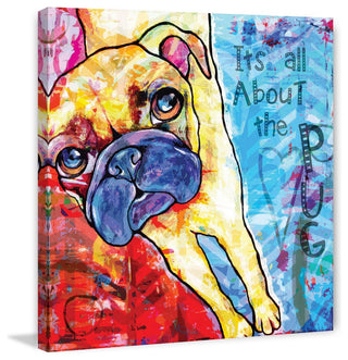 "Pug II Pop Art" Painting Print on Wrapped Canvas