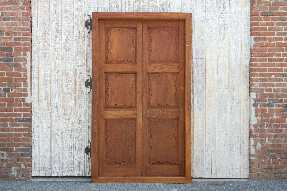 Antique British Colonial Teak Doors with Frame