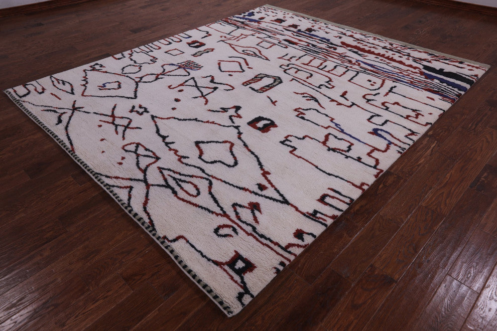 Hand Knotted Moroccan Wool Rug 8' 4" X 9' 11" Q9285