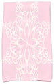 Snowflake Holiday Geometric Print Kitchen Towel, Light Pink
