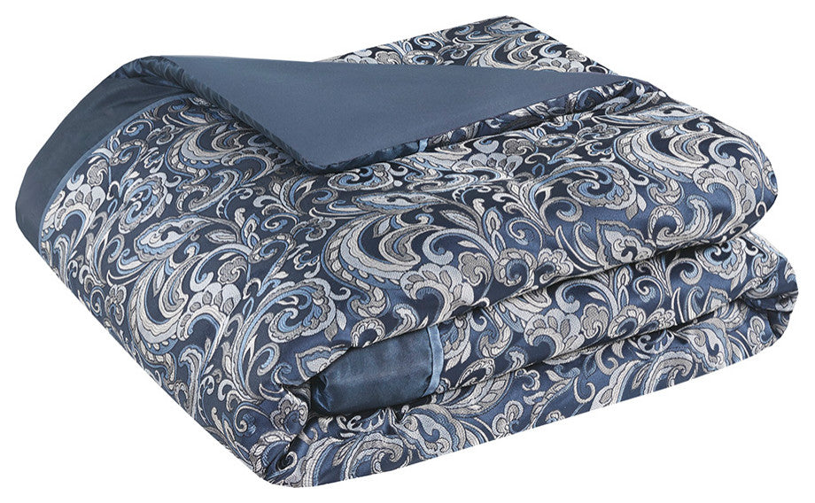 Madison Park Essentials Brystol 24 Piece Room, a Bag, Navy