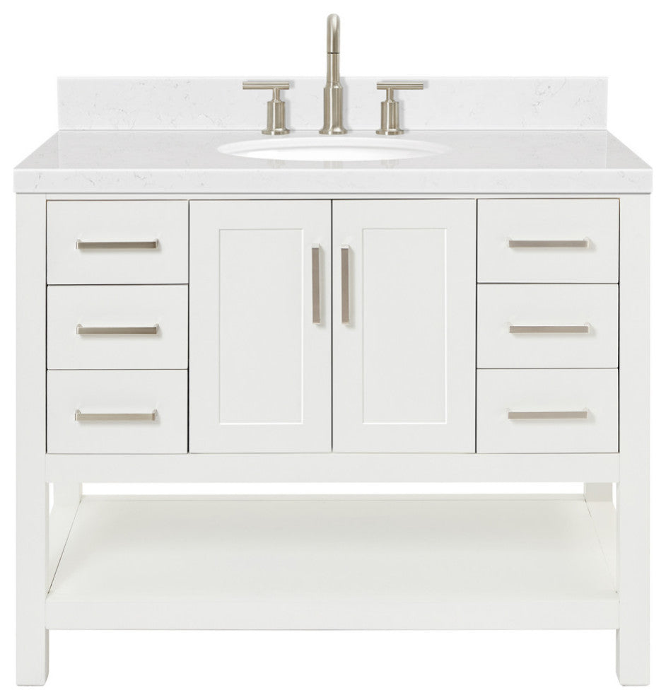 Ariel Magnolia 36"  Single Oval Sink Vanity, Carrara Quartz