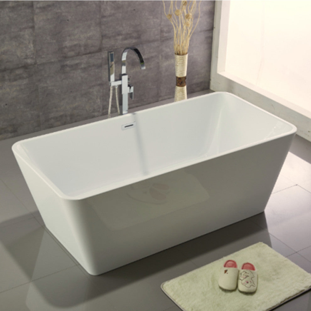 67" Acrylic Roll-Top Flatbottom Non-Whirlpool Bathtub, White