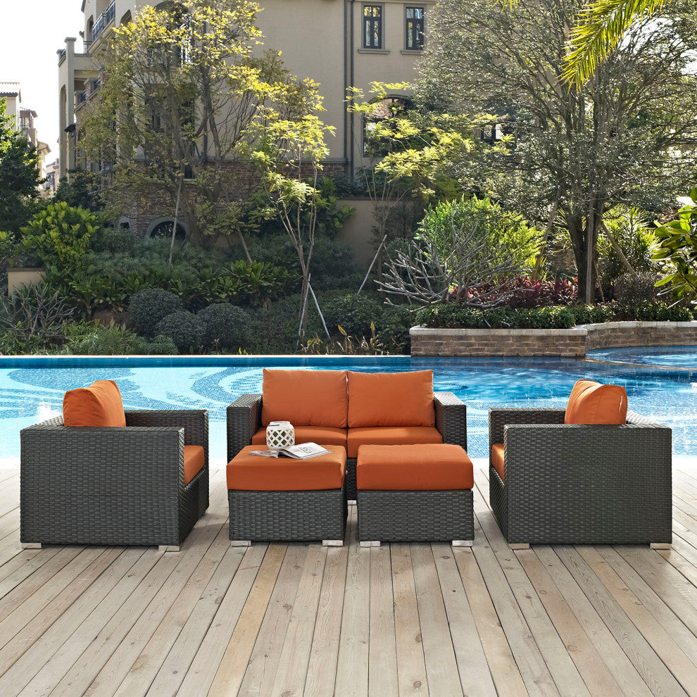 Canvas Tuscan Sojourn 5-Piece Outdoor Patio Sunbrella Sectional Set