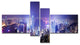Hong Kong Night City, Cityscape Photo Canvas Art Print, 60"x32", 4 panels