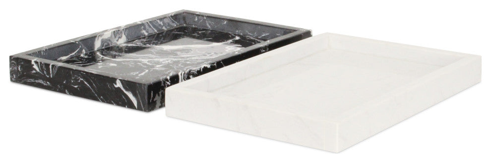 Sarrasseau White Natural Marble Tray With Raised Rim