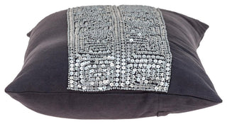 Glam Gray With Silver Sequins Lumbar Throw Pillow