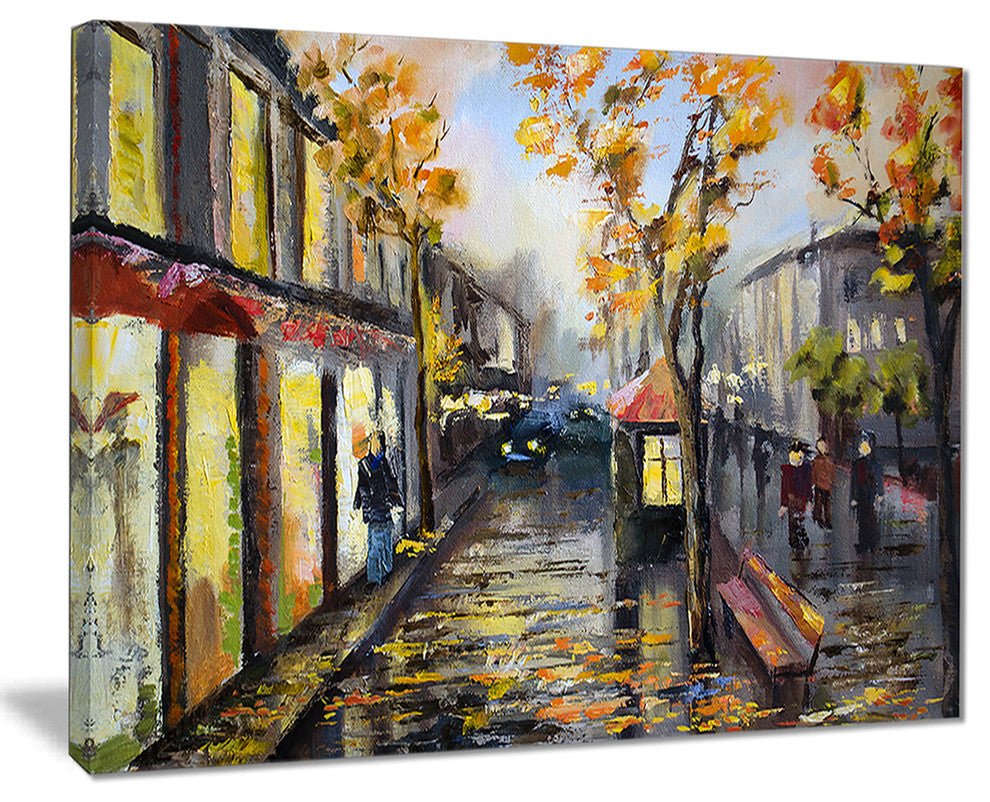 "City in Yellow Shade" Canvas Print, 20"x12"