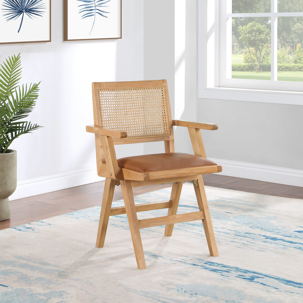 Abby Chair, Cognac, Natural Finish, Arm Chair