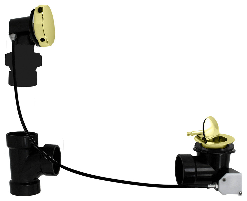 Sch. 40 ABS 35" Cable Drive Bath Waste - Ball Joint Head In Polished Brass