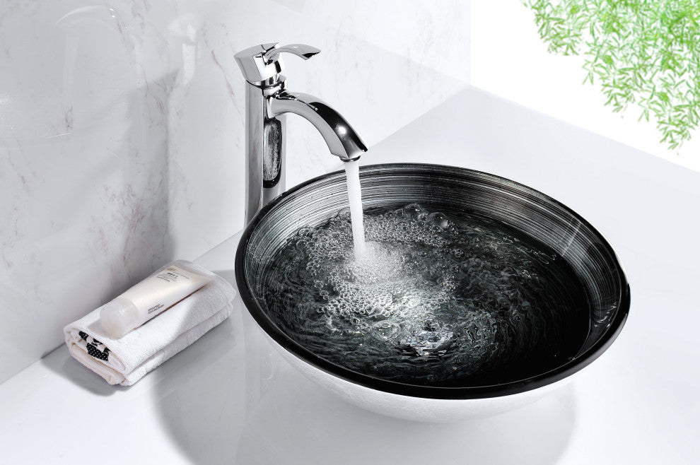 ANZZI Tara Series Tempered Glass Bathroom Vessel Sink
