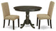 3Pc Round 42" Dining Table, Two Parson Chair, Cappuccino Finish Leg