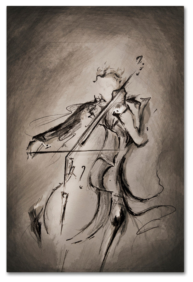 Marc Allante 'The Cellist' Canvas Art, 24x16