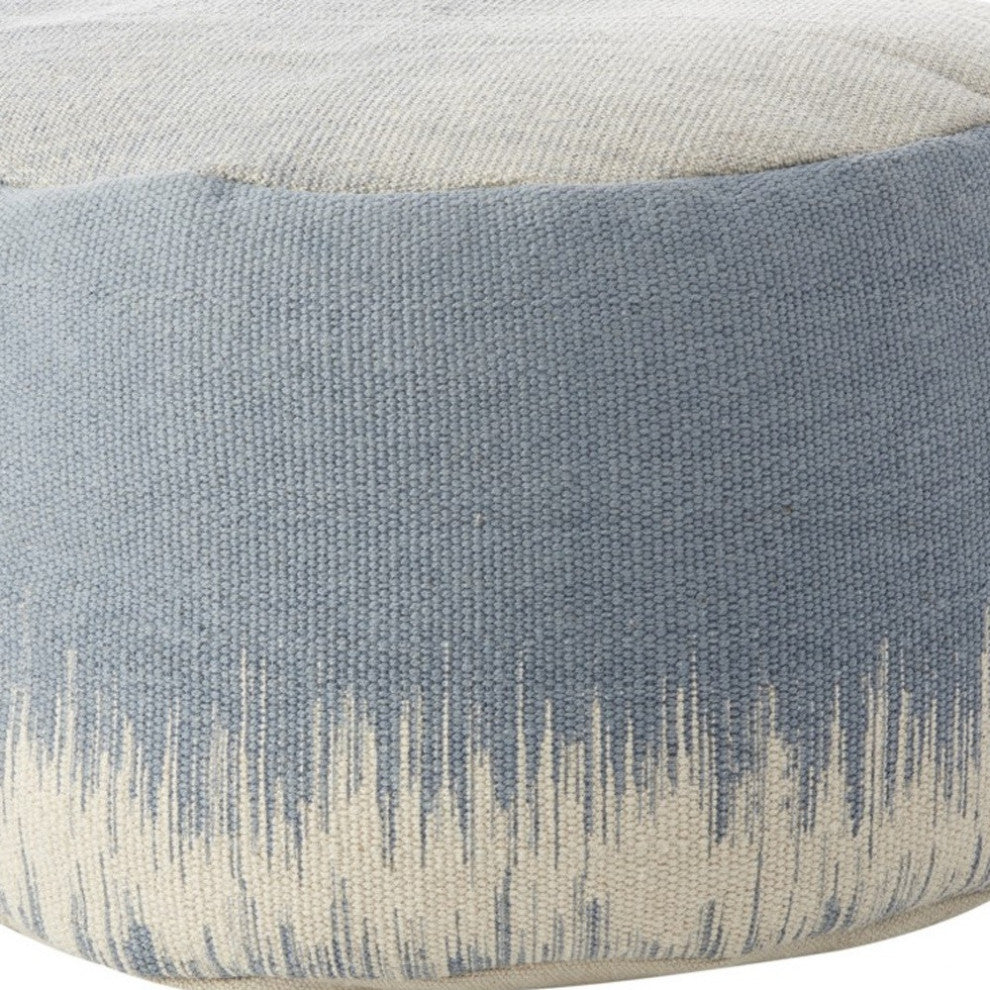 20" Blue and White Round Abstract Pouf Ottoman
