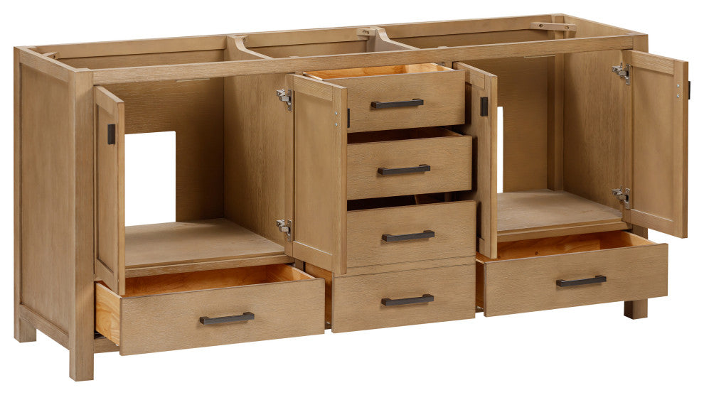 Modero Vanity Combo With Cala White Top, Brushed Oak, 72", Single Sink