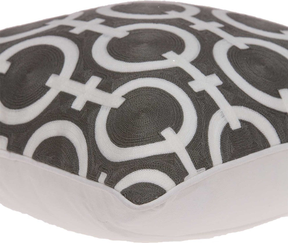 20" X 7" X 20" Transitional Gray And White Accent Pillow Cover With Poly Insert